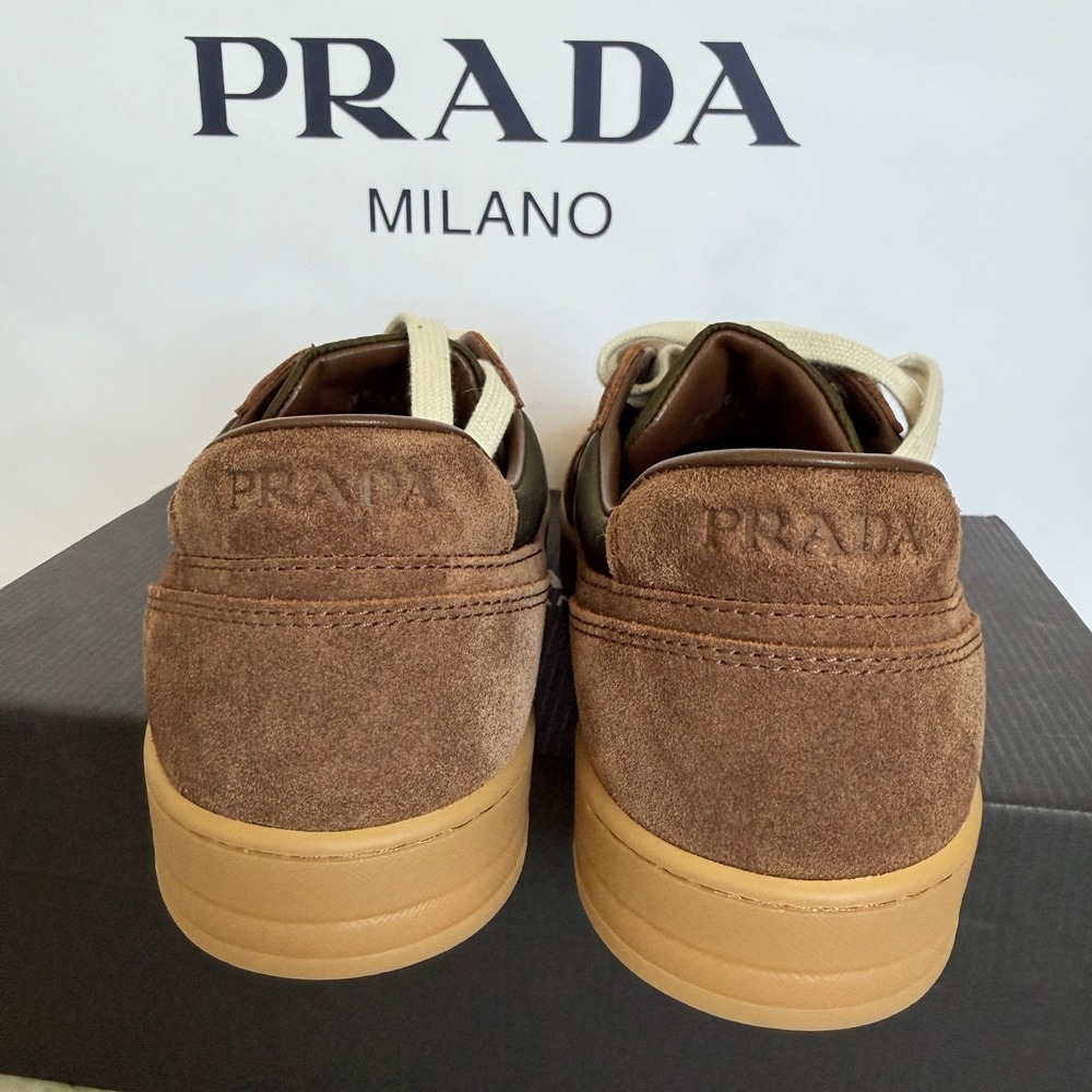 Prada Milano 2EE364 Men Brown/Green Suede Fabric Downtown Sneakers shoes UK 9 - Picture 8 of 16